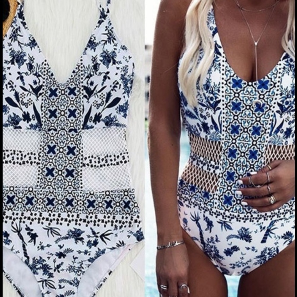NWT White and blue swimsuit